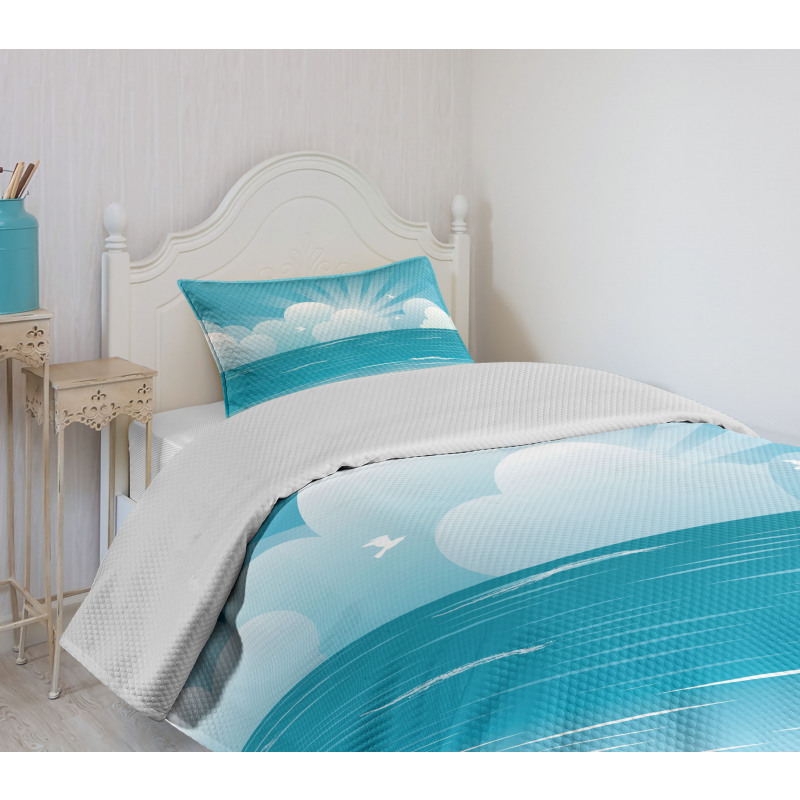 Rising Sun and Seagulls Bedspread Set