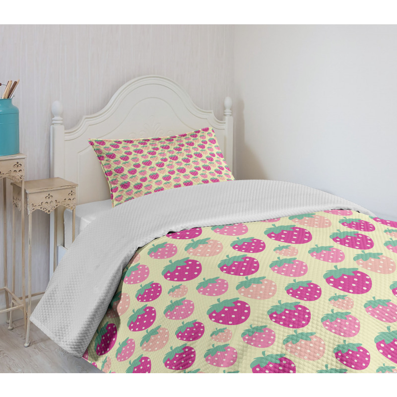 Pink Shade Fruits Bedspread Set