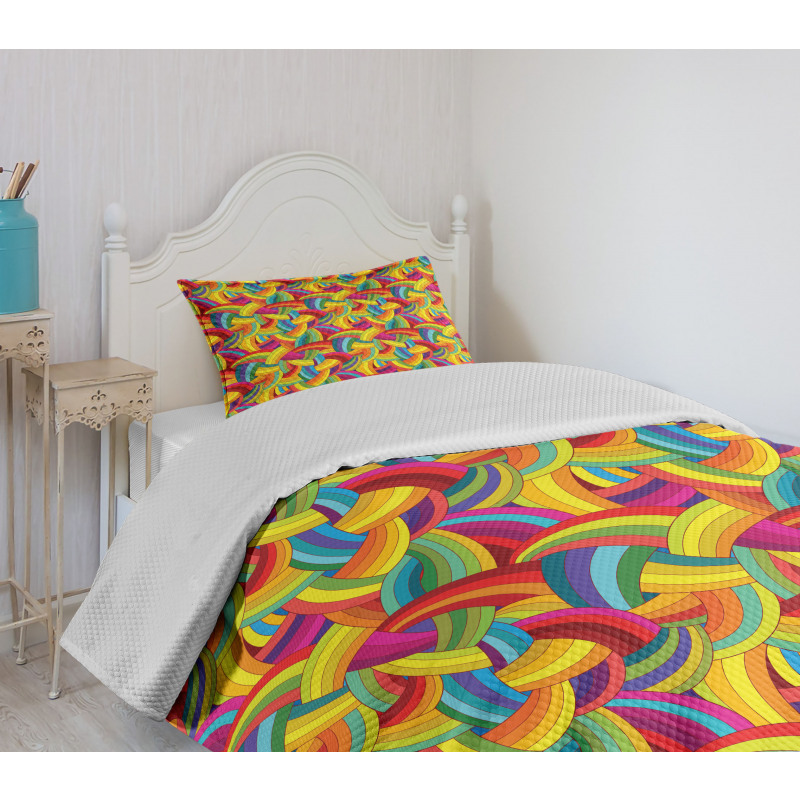 Colorful Rainbow Bedspread Set