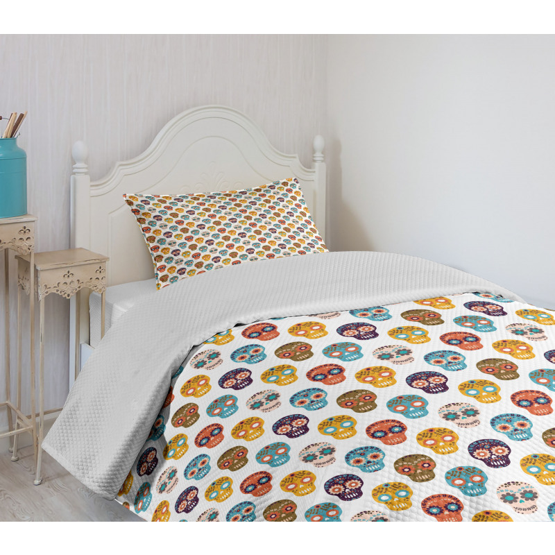 Floral Calavera Bedspread Set