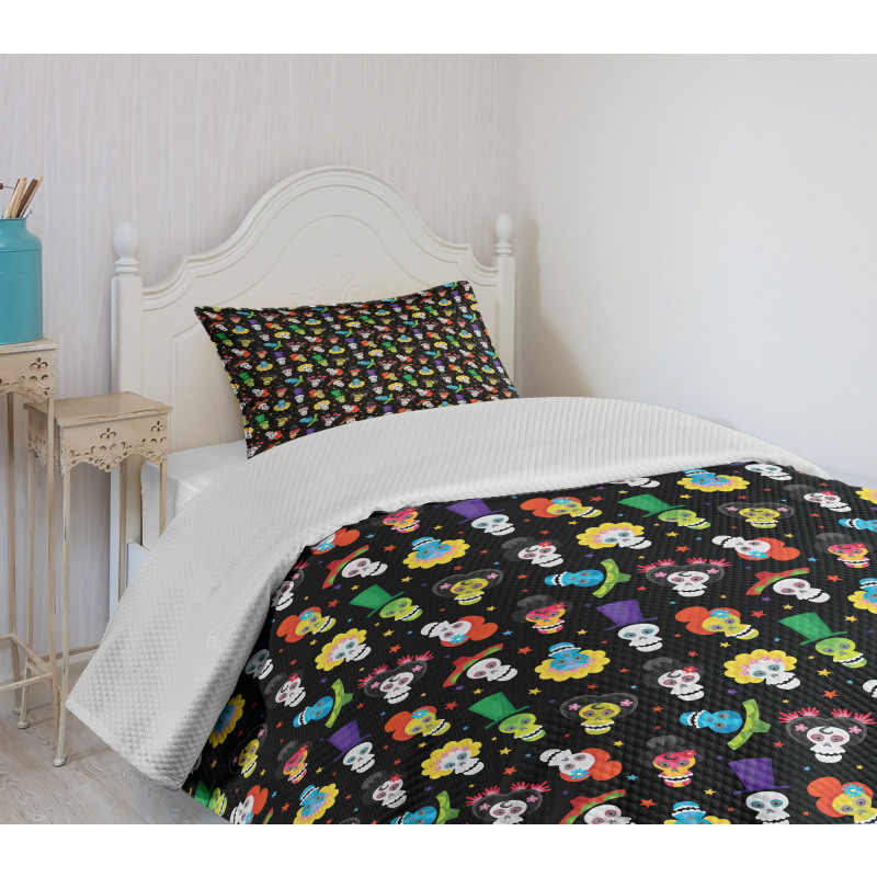 Funny Skulls Stars Bedspread Set