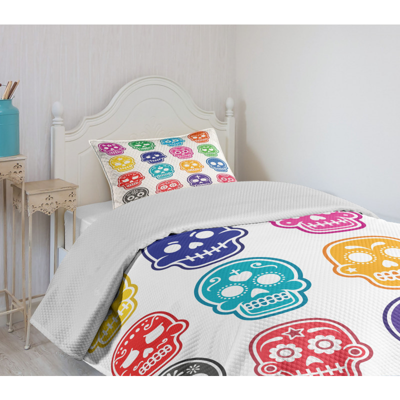 Cartoon Style Skull Bedspread Set