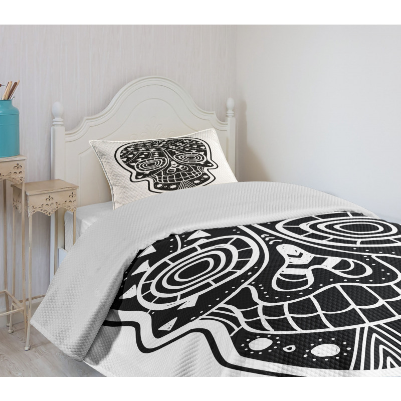 Tribal Style Skull Bedspread Set