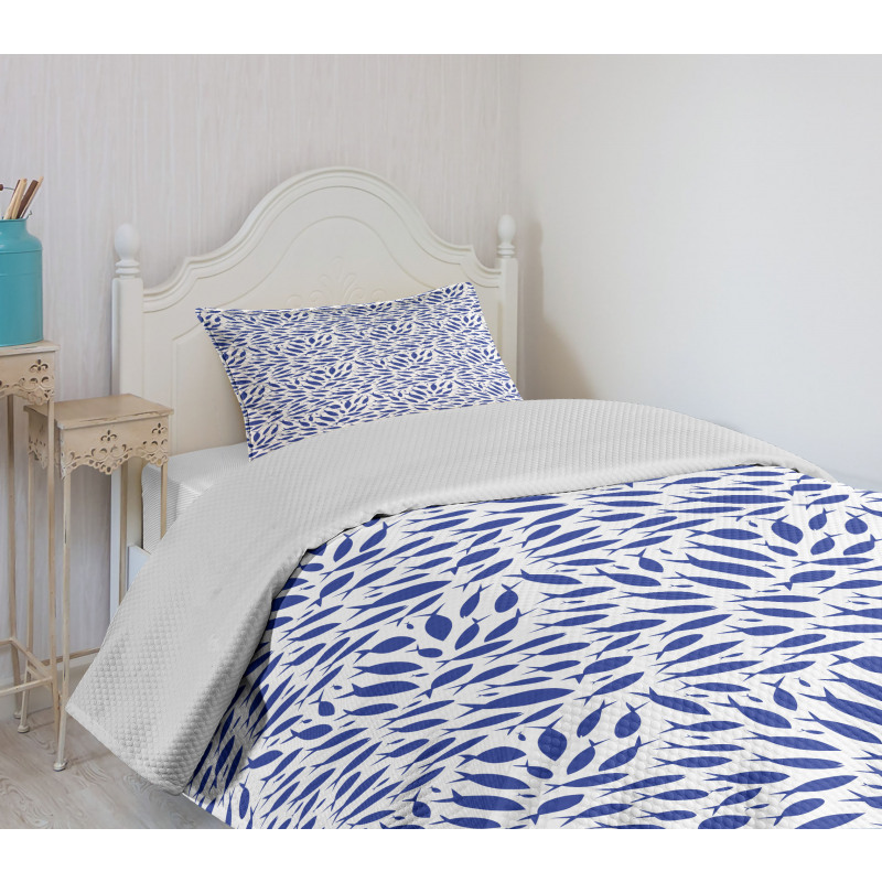 Nautical Life Illustration Bedspread Set