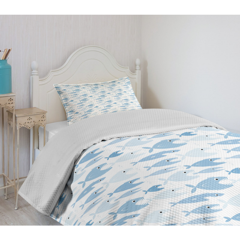 Tropical Piranha Pattern Bedspread Set