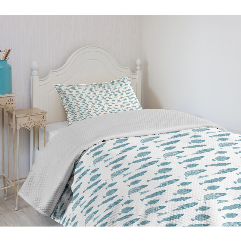 Exotic Ocean Fauna Pattern Bedspread Set
