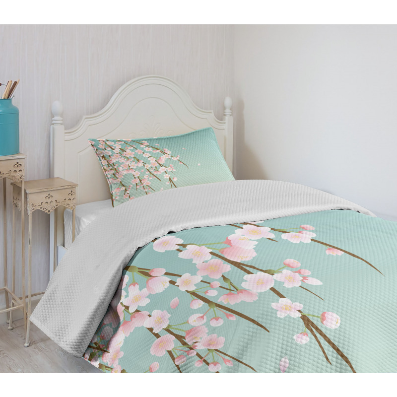 Cherry Blossom Buds Bedspread Set