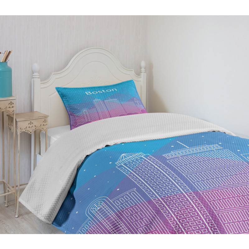 Buildings and Clouds Bedspread Set