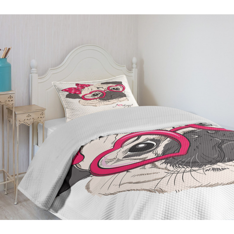 Cartoon Fashion Hipster Dog Bedspread Set