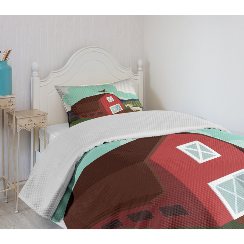 Rural Farmland Crop Bovine Bedspread Set