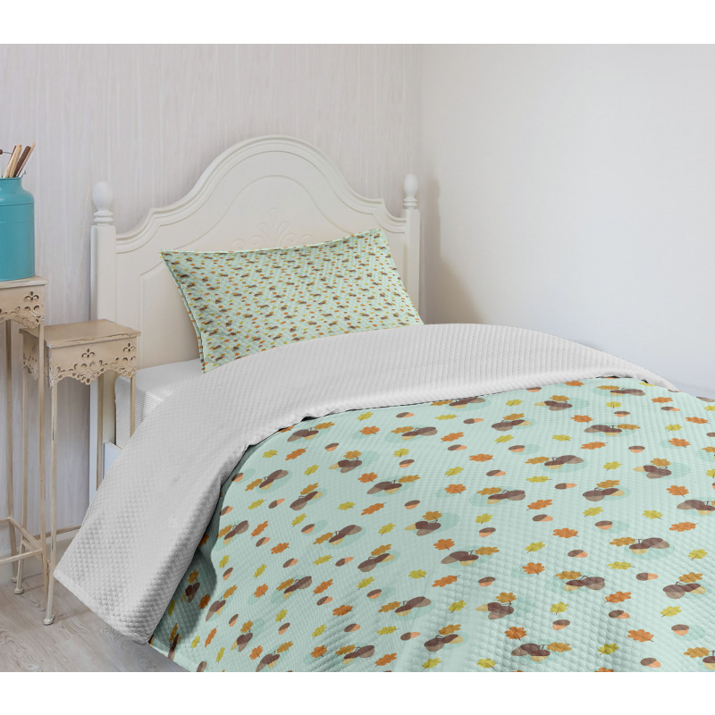 Cartoon Oak Tree Elements Bedspread Set