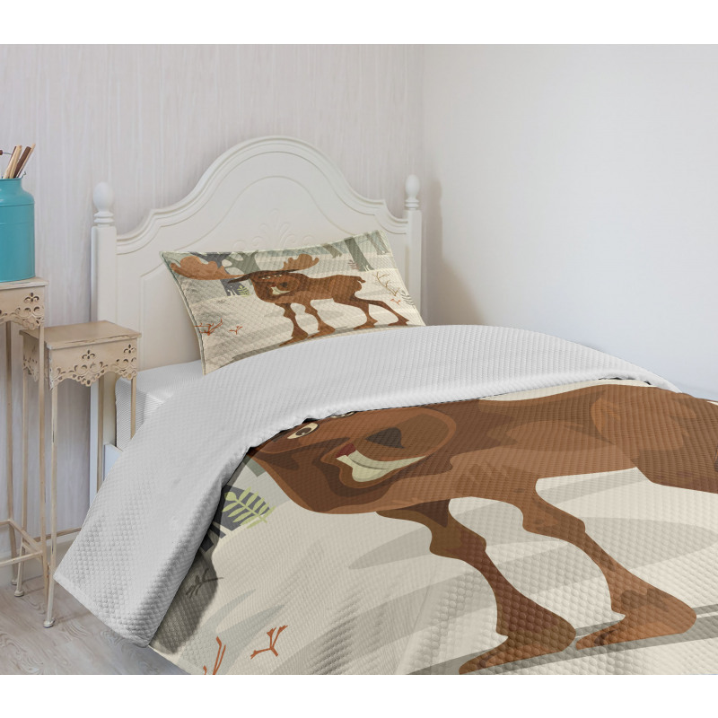 Funny Elk Mascot Bedspread Set