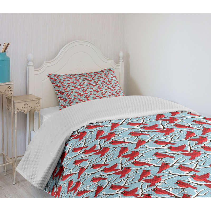 Cardinal Birds Trees Bedspread Set