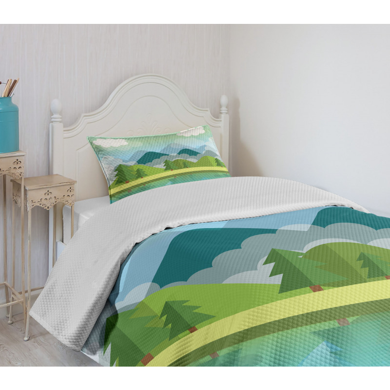 Simplistic Landscape Bedspread Set