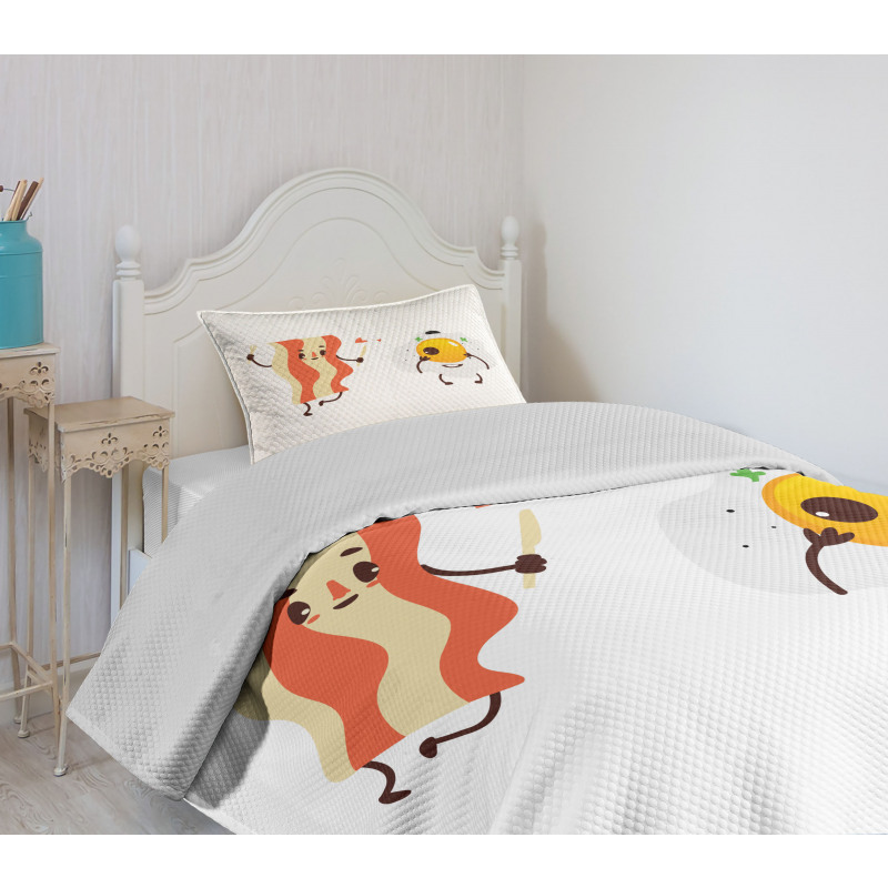 Funny Cartoon Characters Bedspread Set