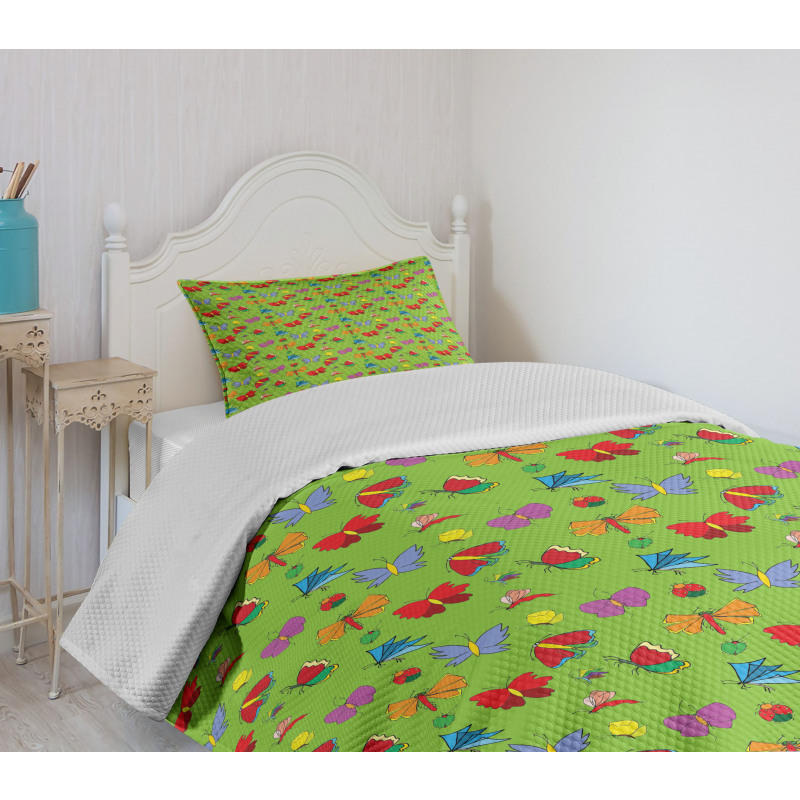 Colorful Bugs Insects Bedspread Set