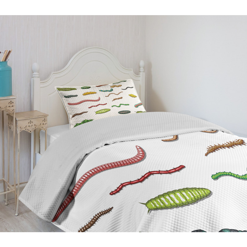 Cartoon Caterpillar Bedspread Set