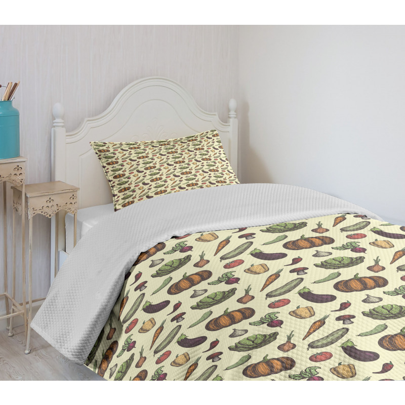 Vegan Mushrooms Bedspread Set