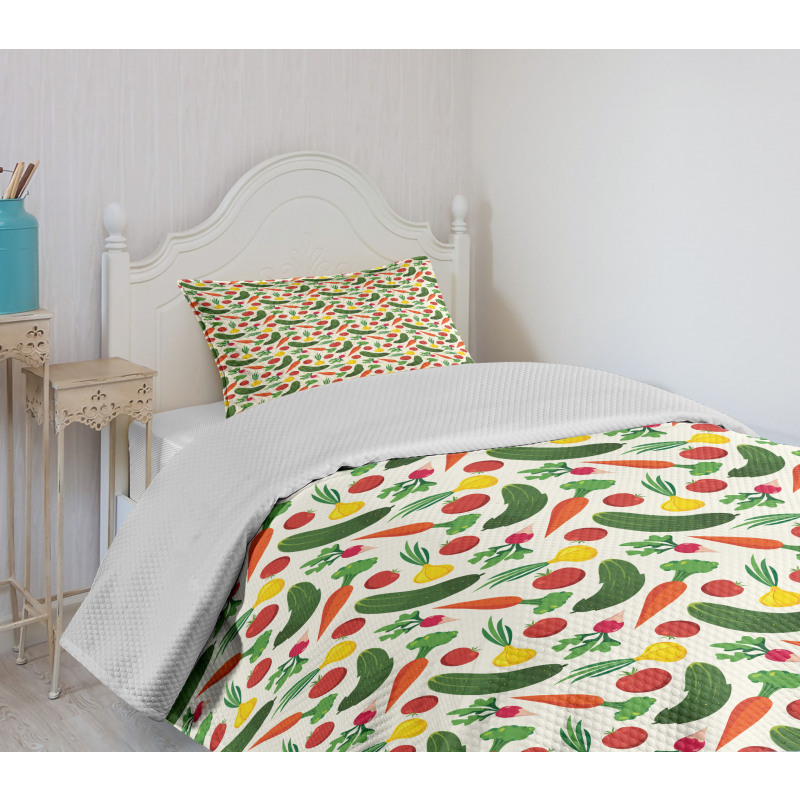 Vegetarian Cartoon Bedspread Set