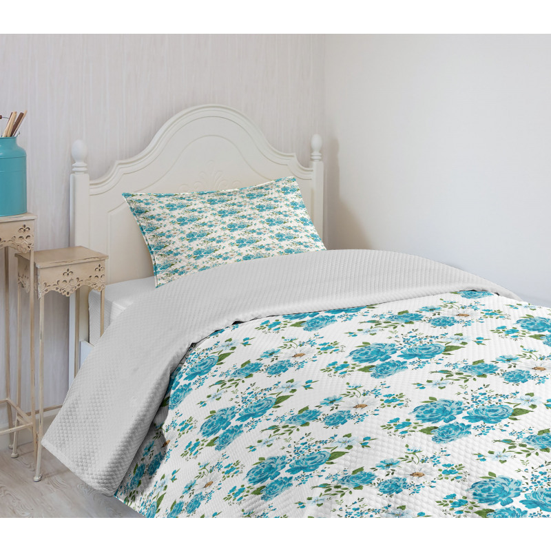 Daisy and Roses Flower Bedspread Set