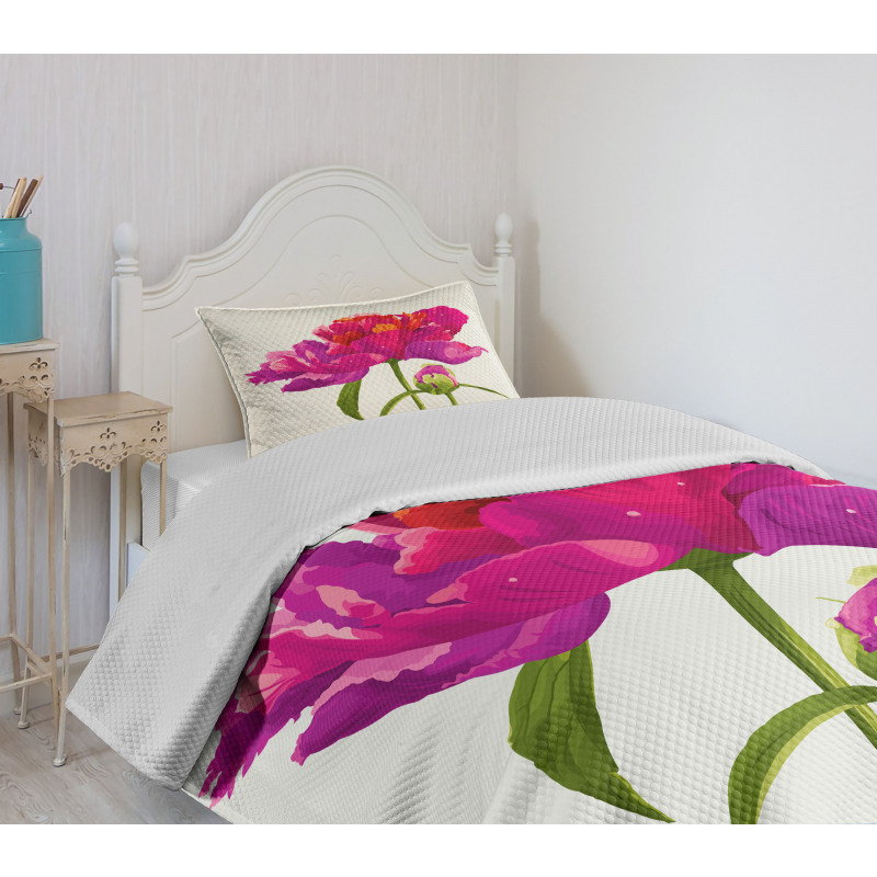 Flower and Vibrant Petals Bedspread Set