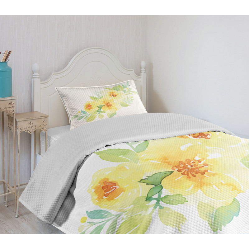 Watercolor Nature Flower Bedspread Set