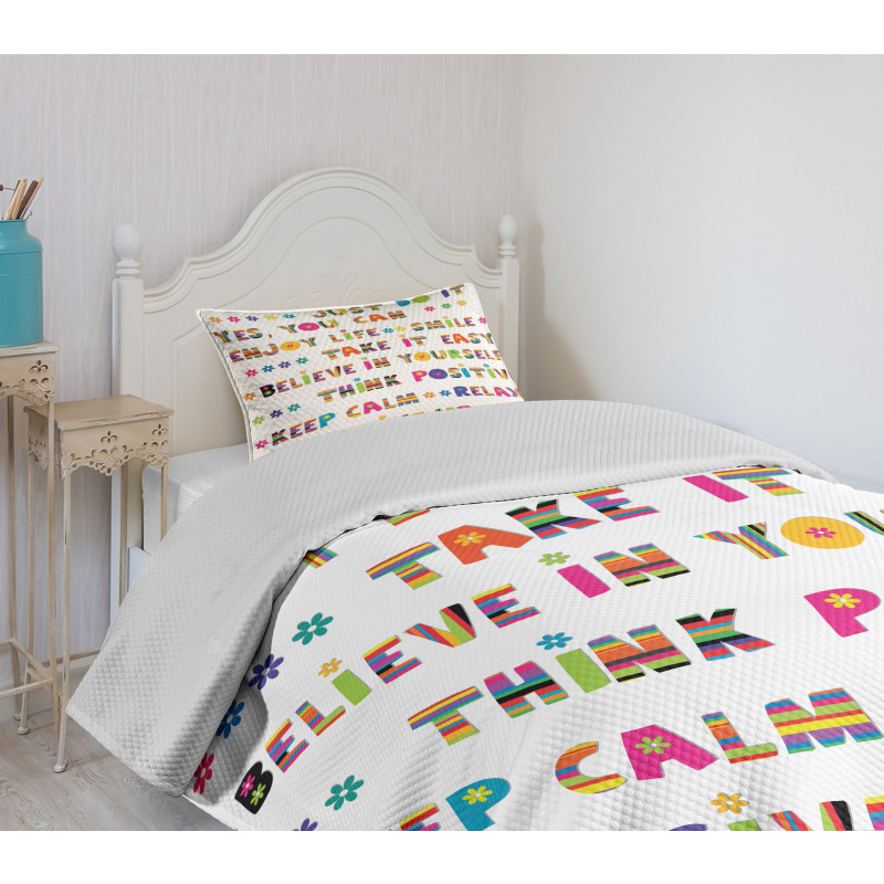 Motivational Slogans Bedspread Set