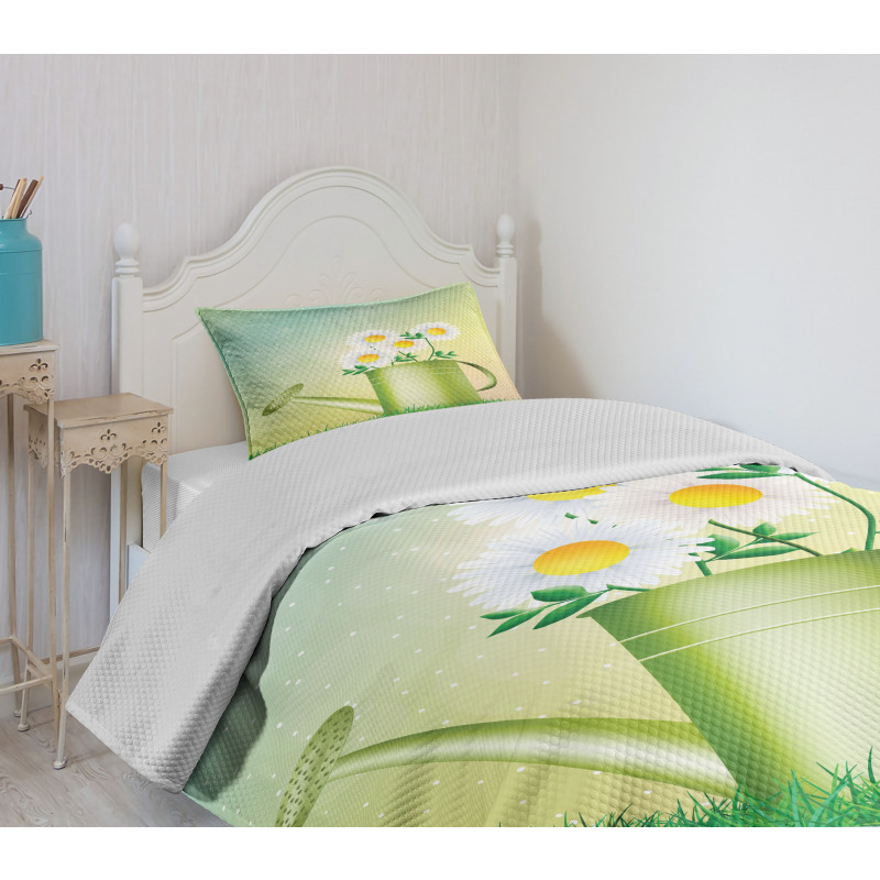 Watering Can Flowerpot Bedspread Set