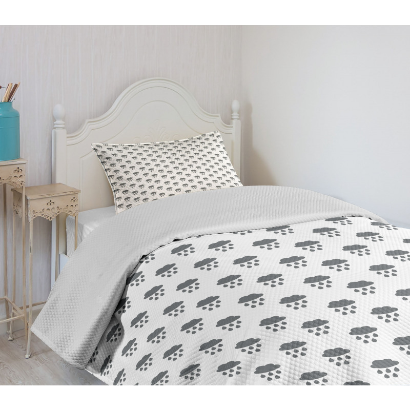 Rainy Autumn Clouds Theme Bedspread Set