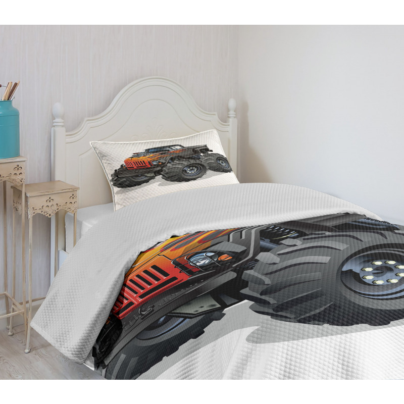 Cartoon Truck Bedspread Set