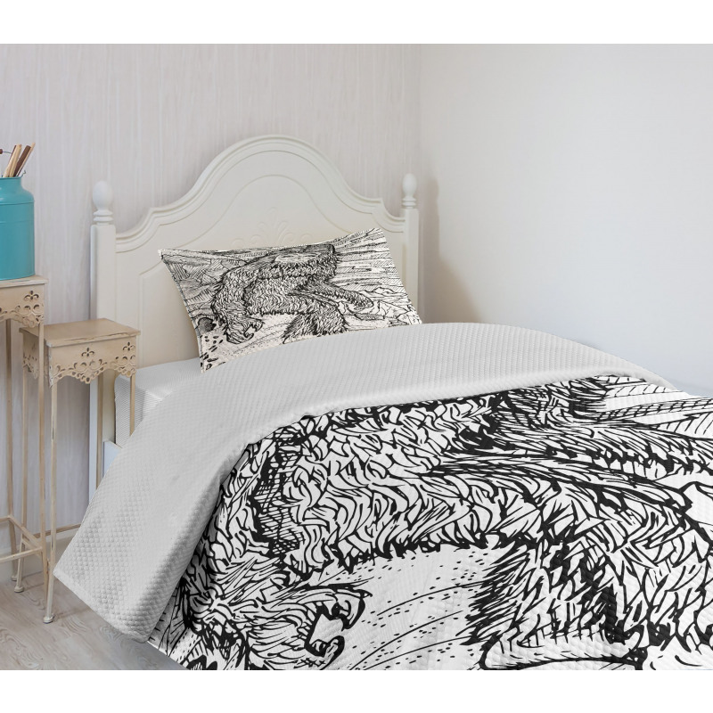 Mythical Yeti Creature Bedspread Set