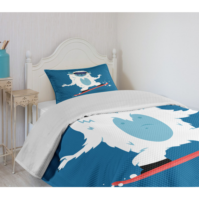Yeti Snowboard Winter Bedspread Set