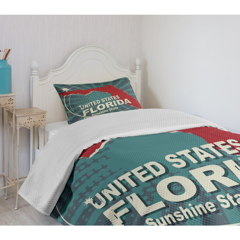 Retro Old City Map USA Bedspread Set