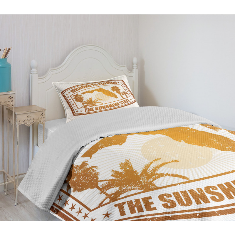 Orange Travel Stamp Bedspread Set