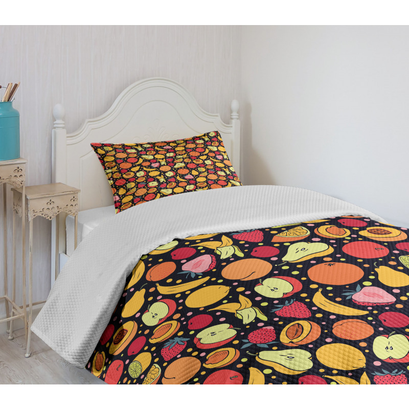 Colorful Fruits and Dots Bedspread Set