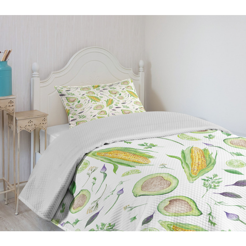 Fresh Salad Ingredients Bedspread Set