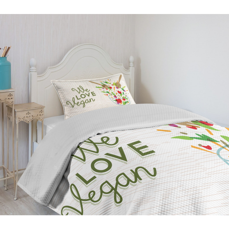 We Love Vegan Food Salad Bedspread Set