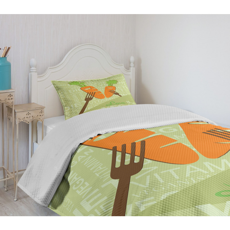 Smiling Carrot Love Vegan Bedspread Set