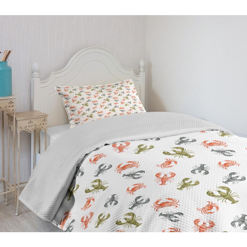 Watercolor Crustacean Bedspread Set