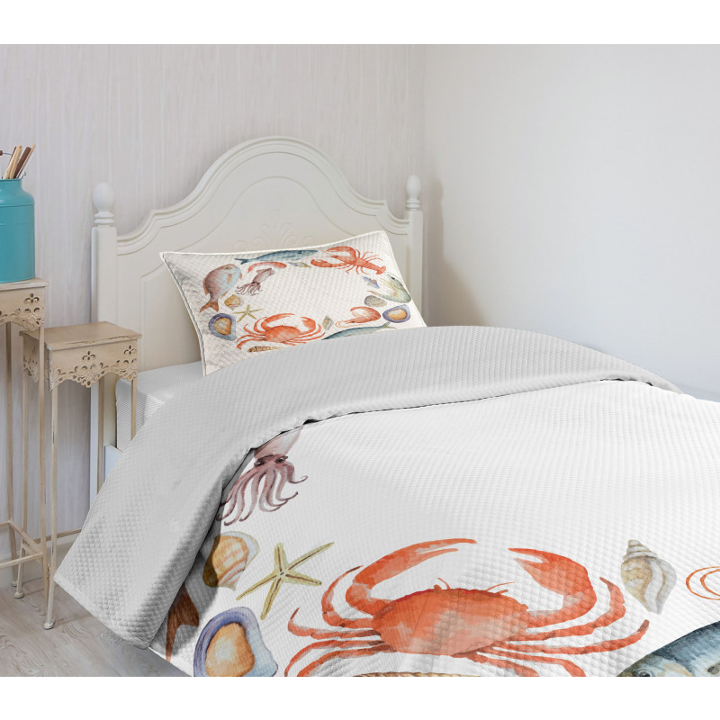 Aquarelle Tasty Seafood Bedspread Set