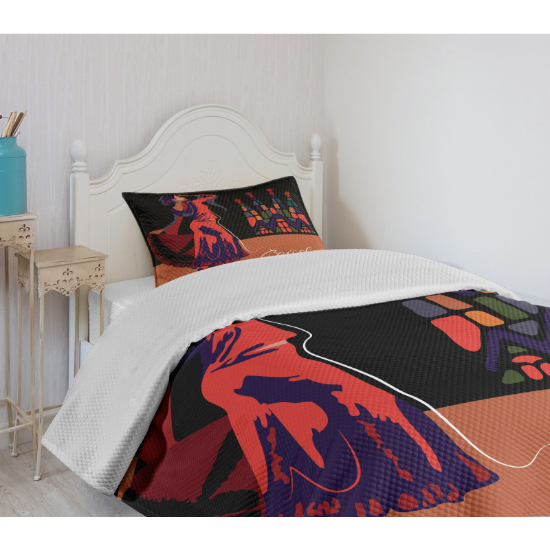 Traditonal Dancer Woman Bedspread Set