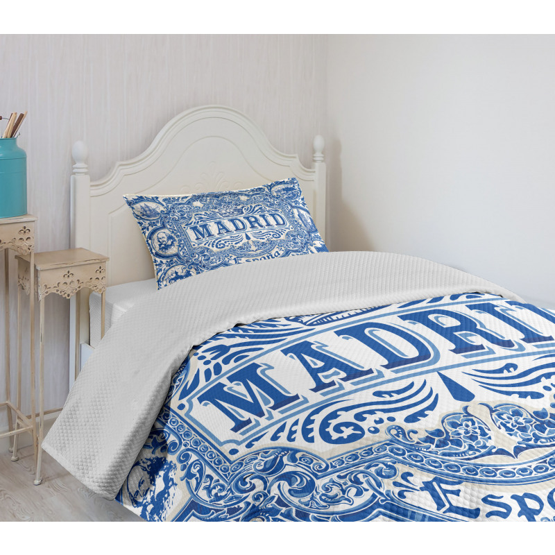 Madrid Calligraphy Tile Bedspread Set