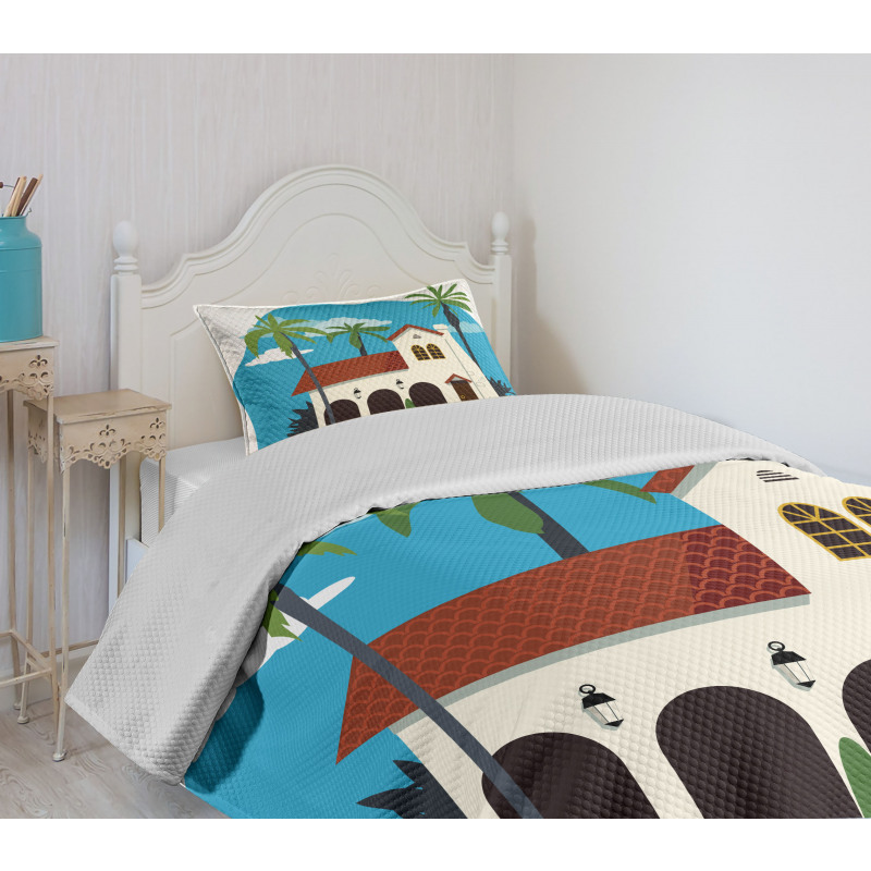 Cottage House Palms Bedspread Set