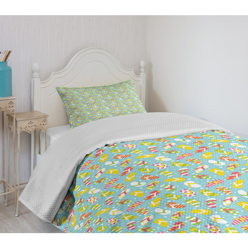 Colorful Flip Flops Bedspread Set