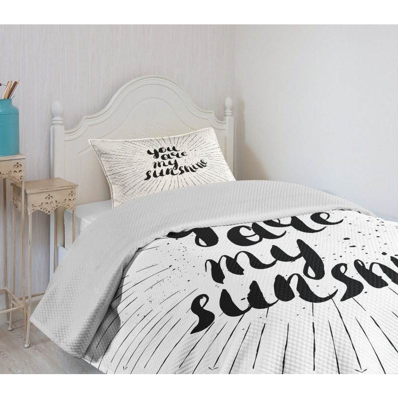 Monochrome Love Slogan Bedspread Set