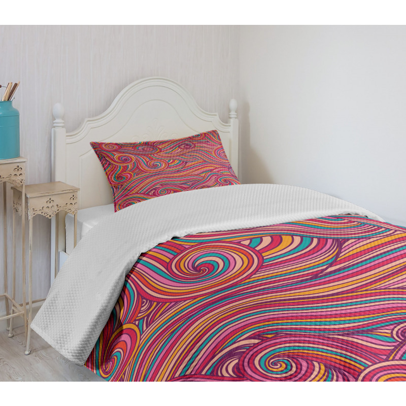 Colorful Vibrant Waves Bedspread Set