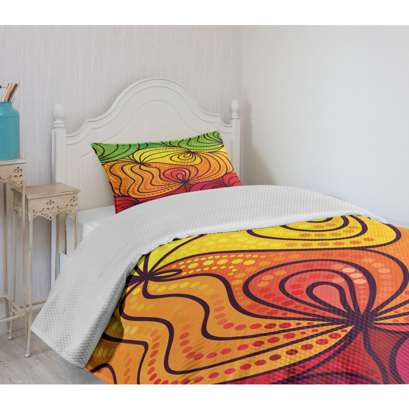 Colorful Tangled Lines Bedspread Set