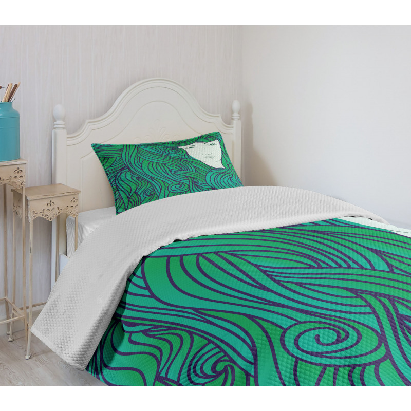 Fantasy Girl Curly Hair Bedspread Set