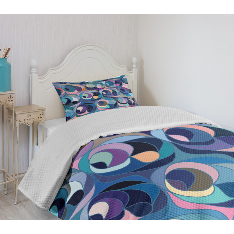 Motley Retro Curvy Shapes Bedspread Set