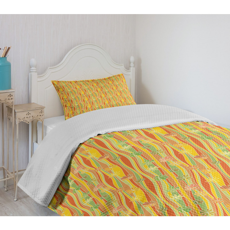 Colorful Skew Vertical Waves Bedspread Set